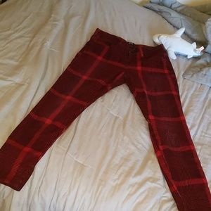 Plaid zipper ankle pants